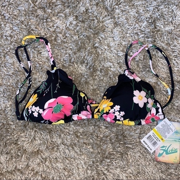 Hobie Flower Fields Ruffle Triangle Swim Top Medium - Picture 6 of 7